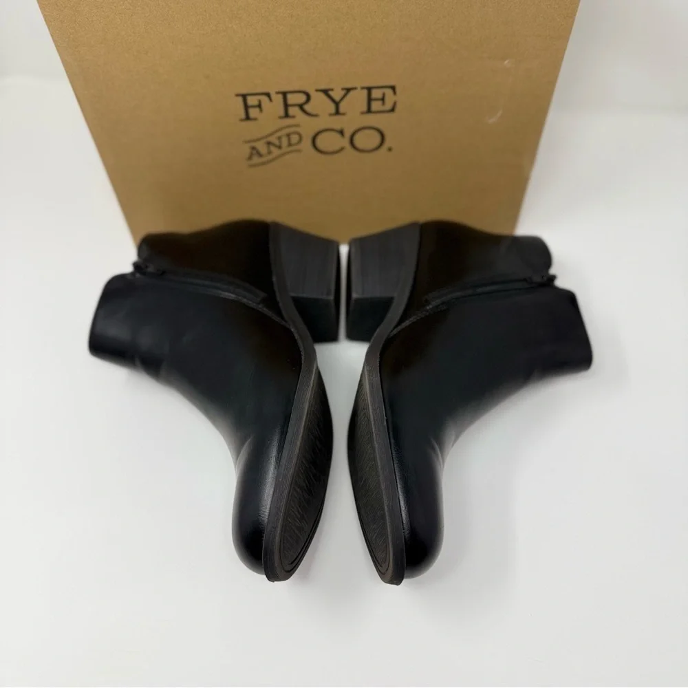 Frye & Co Boden Black Ankle Booties Women’s 9M Block Heel Side Zip Buckle Boots
